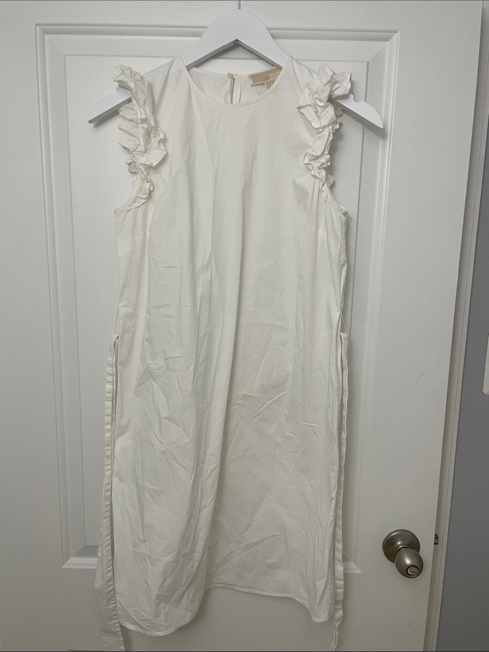 Michael Kors Ruffle Sleeveless White Shift Dress